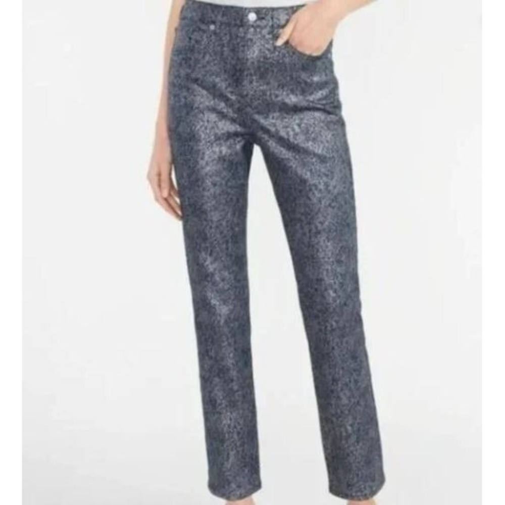 Express Jeans Womens 4 Slim Super High Rise Luxe Polished Blue Denim 26754833